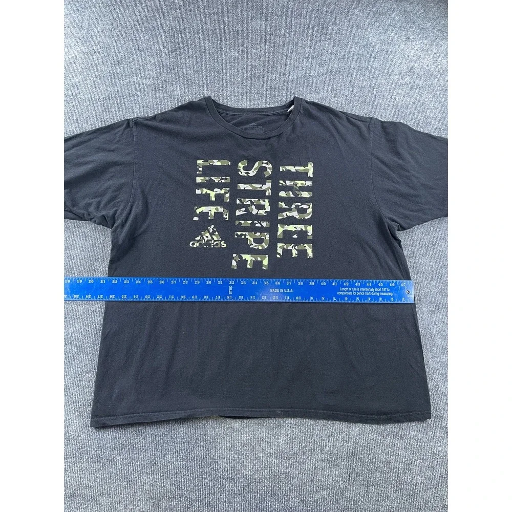 Adidas Mens Three Stripe Life Camo Graphic T-Shirt Black 2XL Short Sleeve Tee